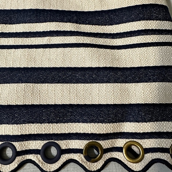 J.CREW Striped Shift Dress scalloped with grommets navy ivory Size 10 EUC - Picture 8 of 8